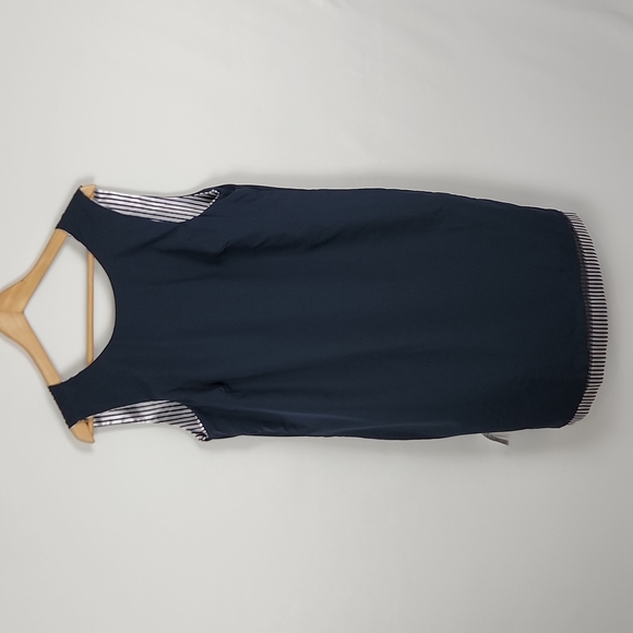 NWOT Banana Republic Preppy Navy and Metallic Silver Stripe Shift Dress Size 12 - Picture 11 of 16